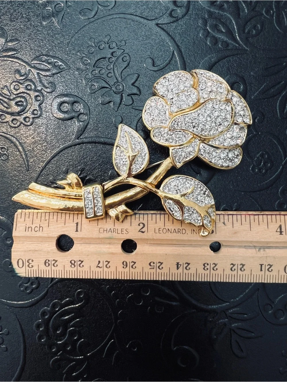 Nolan Miller Glamour Collection Gold Tone Rose Brooch VTG